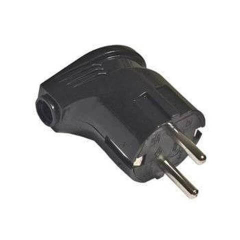 Вилка 16А угловая черная с з/к IP20 EKF