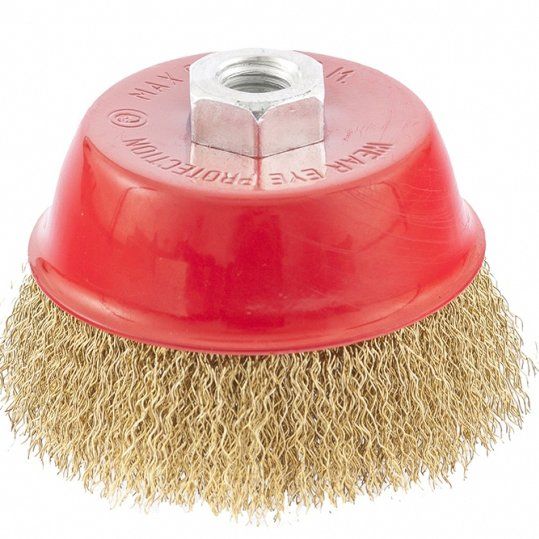Щетка крацовка для УШМ чашка  65мм проволока витая латунированная Matrix