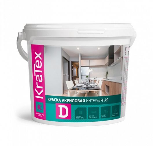 Краска Kratex интерьерная акриловая  3,0кг D