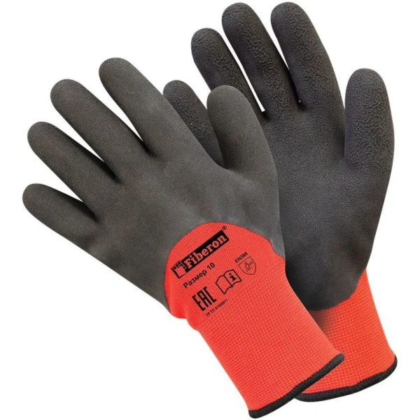 Перчатки утепление двойное латексное покрытие Fiberon