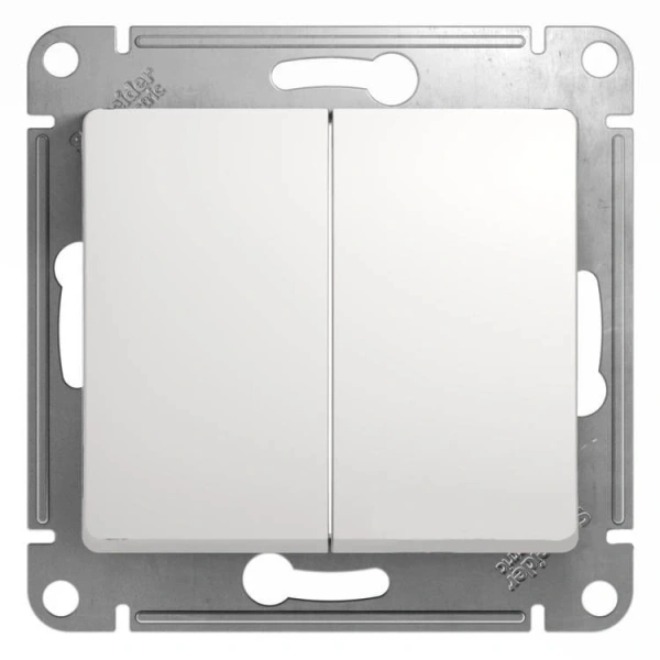 Выключатель механизм 2-кл б/индикатора белый Glossa 