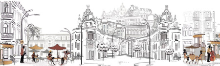 Фартук кухонный 3000х600х1,5мм Уличное кафе(43)